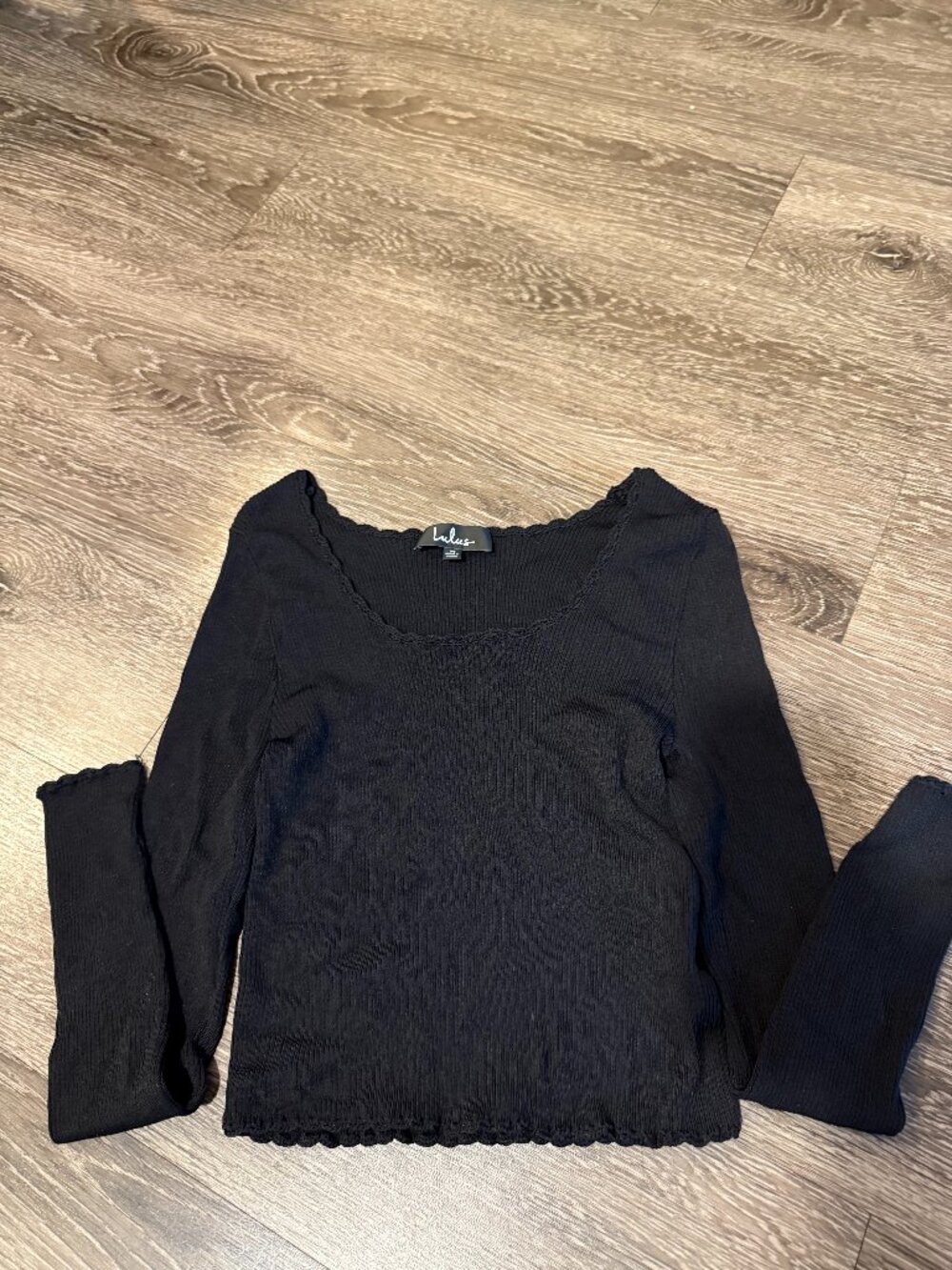 Lulu's Black, Ribbed, Long Sleeve, Size M ,